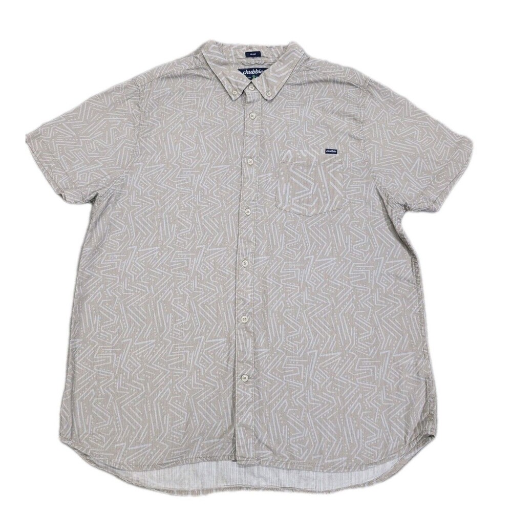 Chubbies Men Large The No Such Thing Friday Shirt Tan Geometric Woven L